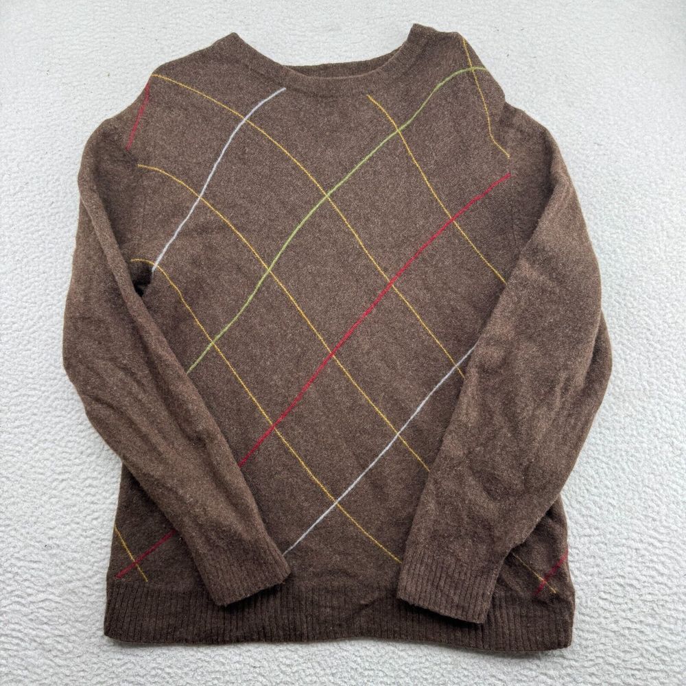 Vintage‎ Jos. A. Bank Sweater Mens 2XL (XL) Brown Lamb's Wool Striped Pullover